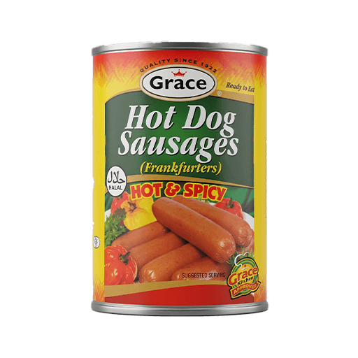 Grace Hot Dog Sausages hot & spicy — 400g x 12